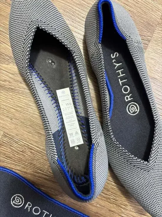 Rothy's The Point Women's Pointed Toe Ballet Flats Grey Birdseye Mesh Size 6 - Picture 4 of 4